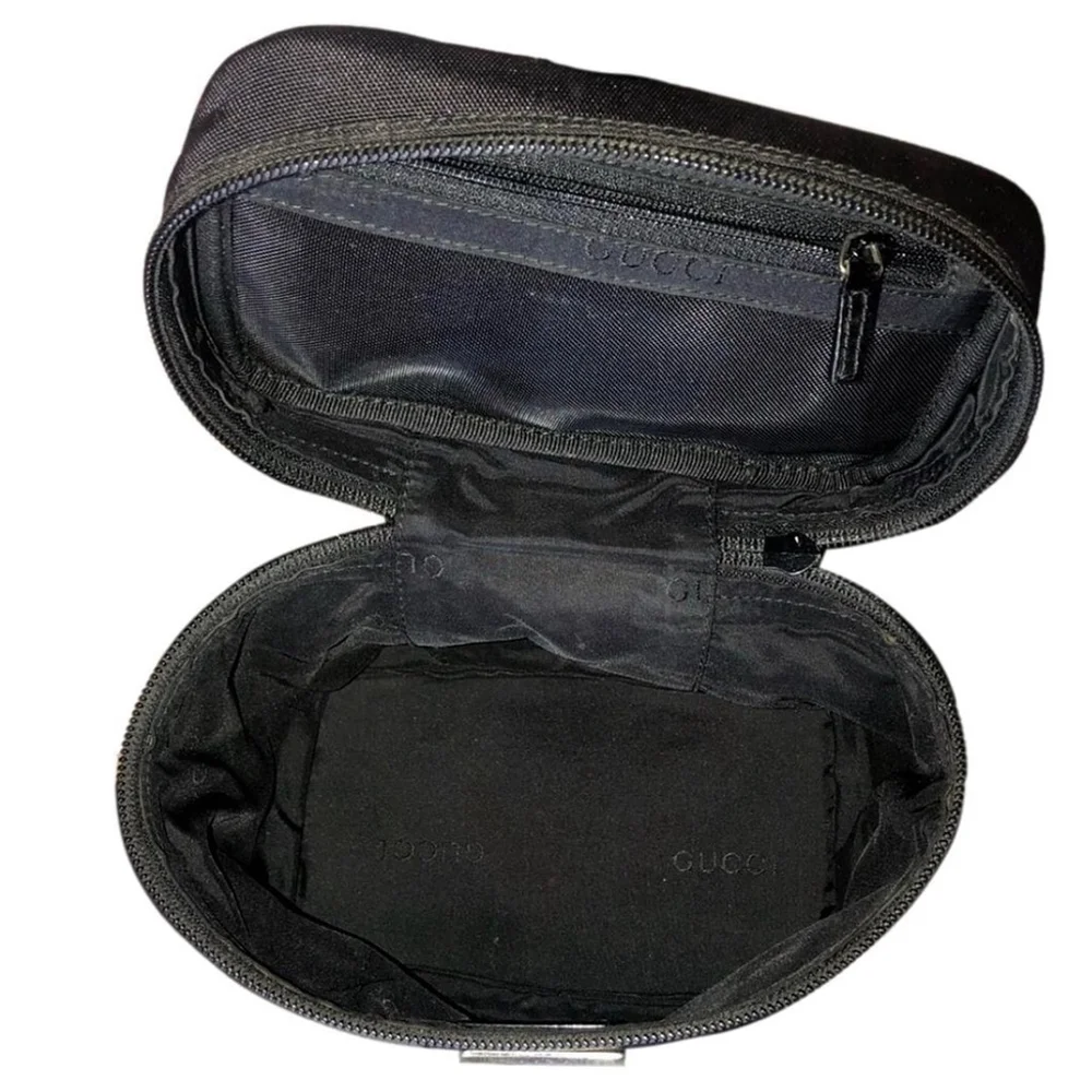 Men GUCCI Black Nylon Toiletry Case Shaving Bag with Leather Top Handle NWOT - Picture 5 of 17